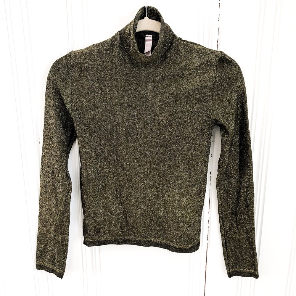 Victoria’s Secret Black Gold Metallic LS Top